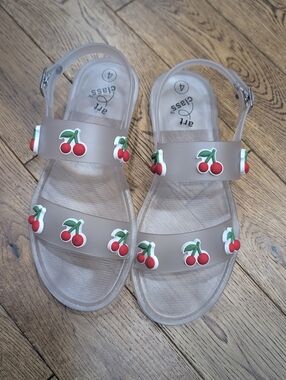 Cherry Charm Jelly Slide Sandals - Clear